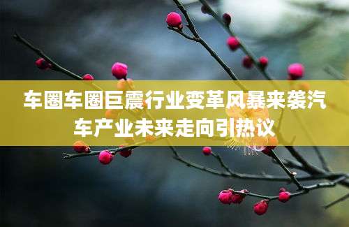车圈车圈巨震行业变革风暴来袭汽车产业未来走向引热议