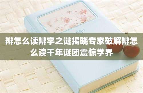 辨怎么读辨字之谜揭晓专家破解辨怎么读千年谜团震惊学界