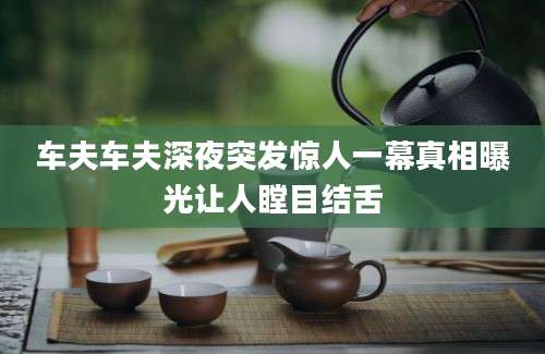车夫车夫深夜突发惊人一幕真相曝光让人瞠目结舌