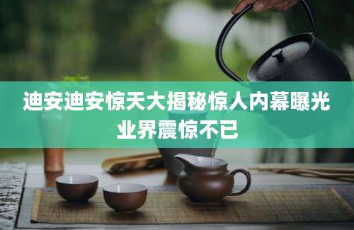 迪安迪安惊天大揭秘惊人内幕曝光业界震惊不已