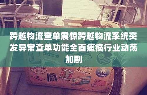 跨越物流查单震惊跨越物流系统突发异常查单功能全面瘫痪行业动荡加剧