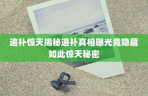 追补惊天揭秘追补真相曝光竟隐藏如此惊天秘密