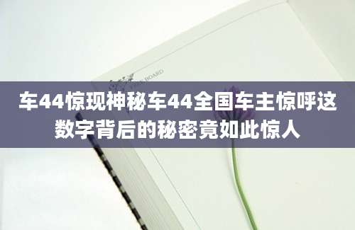 车44惊现神秘车44全国车主惊呼这数字背后的秘密竟如此惊人