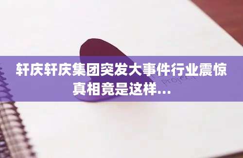 轩庆轩庆集团突发大事件行业震惊真相竟是这样...