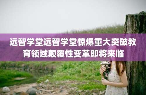 远智学堂远智学堂惊爆重大突破教育领域颠覆性变革即将来临