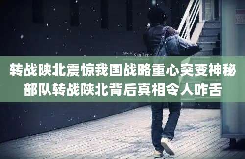 转战陕北震惊我国战略重心突变神秘部队转战陕北背后真相令人咋舌