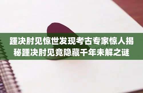 踵决肘见惊世发现考古专家惊人揭秘踵决肘见竟隐藏千年未解之谜