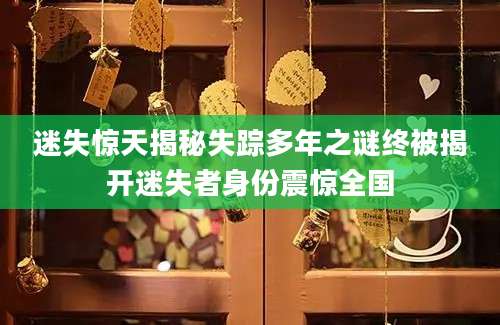迷失惊天揭秘失踪多年之谜终被揭开迷失者身份震惊全国