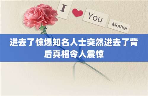 进去了惊爆知名人士突然进去了背后真相令人震惊