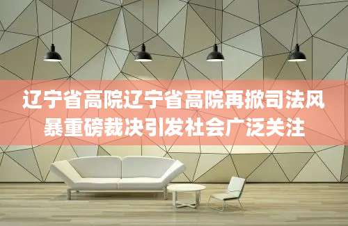 辽宁省高院辽宁省高院再掀司法风暴重磅裁决引发社会广泛关注