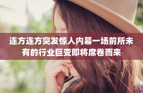 连方连方突发惊人内幕一场前所未有的行业巨变即将席卷而来