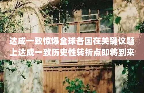 达成一致惊爆全球各国在关键议题上达成一致历史性转折点即将到来