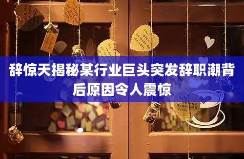 辞惊天揭秘某行业巨头突发辞职潮背后原因令人震惊