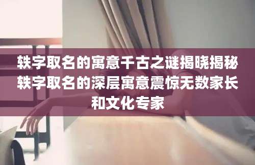 轶字取名的寓意千古之谜揭晓揭秘轶字取名的深层寓意震惊无数家长和文化专家