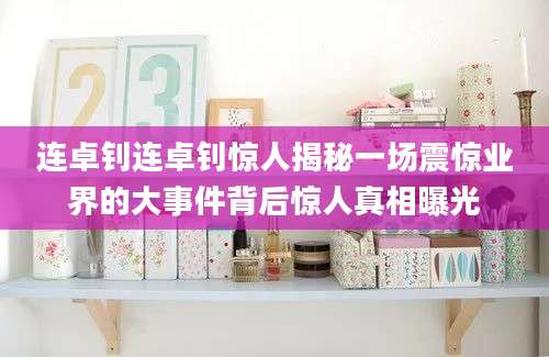 连卓钊连卓钊惊人揭秘一场震惊业界的大事件背后惊人真相曝光
