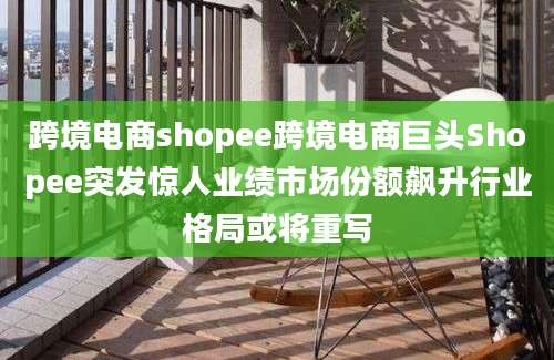跨境电商shopee跨境电商巨头Shopee突发惊人业绩市场份额飙升行业格局或将重写